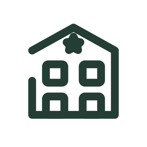 An Advent calendar with a roof, small doors and a star draws for a Christmas countdown.