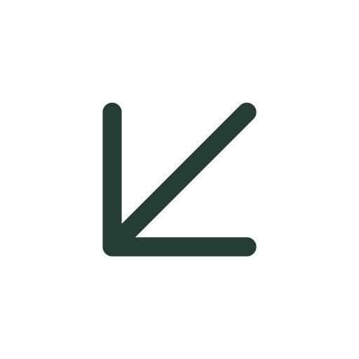 Ein diagonal nach links unten gezeichneter Pfeil für die Navigation zu einem Ziel.