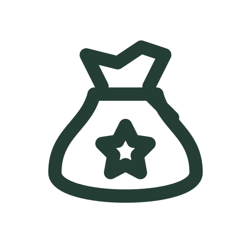 Santa’s tied gift sack with a small star label bounces gently beside Christmas delivery messages.