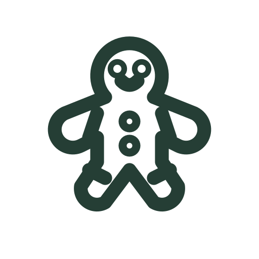 Weihnachtsmotiv: Lebkuchenfigur. Die Animation zeigt leichtes Hüpfen für Grußkarten und Dekorationen.