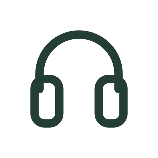 Unos auriculares oscilan suavemente para escucha, pódcast y contenido de audio.