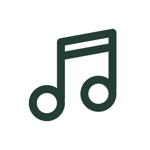 Una nota musical oscila ligeramente para vistas previas de audio y música.
