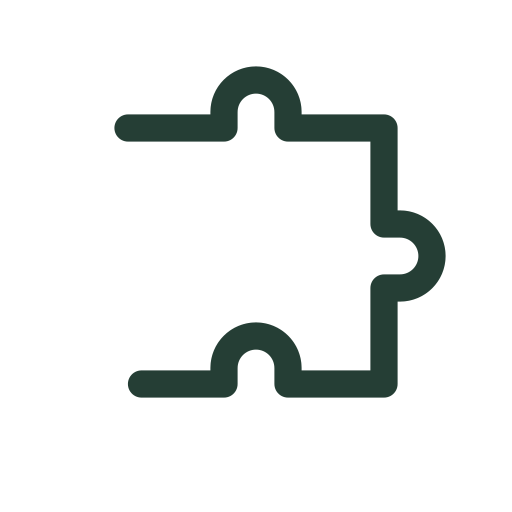Ein Puzzleteil wird für Integrationen, Plugins und verbundene Funktionen gezeichnet.