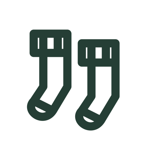 A pair of thick winter socks with ribbed cuffs and reinforced toes bounces in clothing collections.