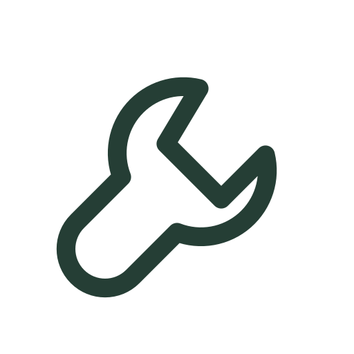 A gently rocking wrench for maintenance actions, tools, and configuration panels.
